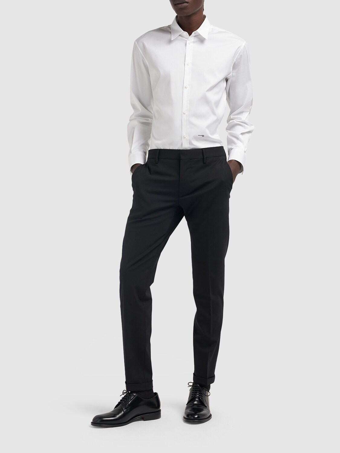 Shop Dsquared2 Stretch Cotton Poplin Shirt In White