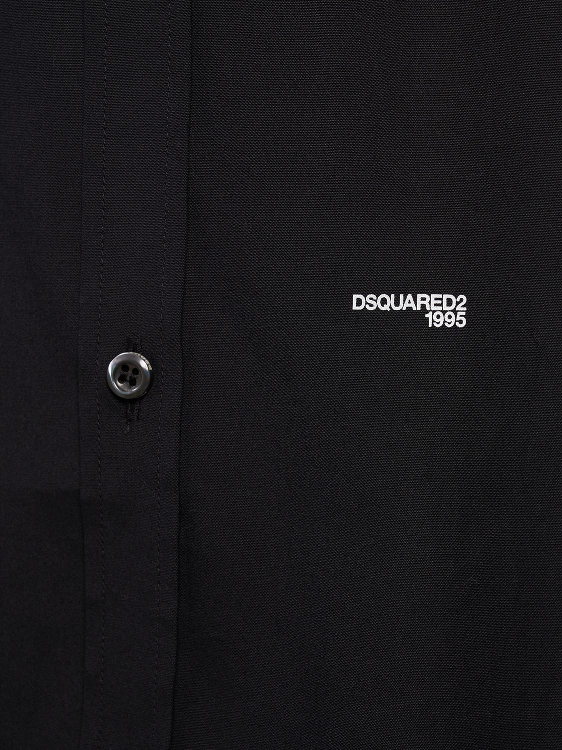 Shop Dsquared2 Stretch Cotton Poplin Shirt In Black