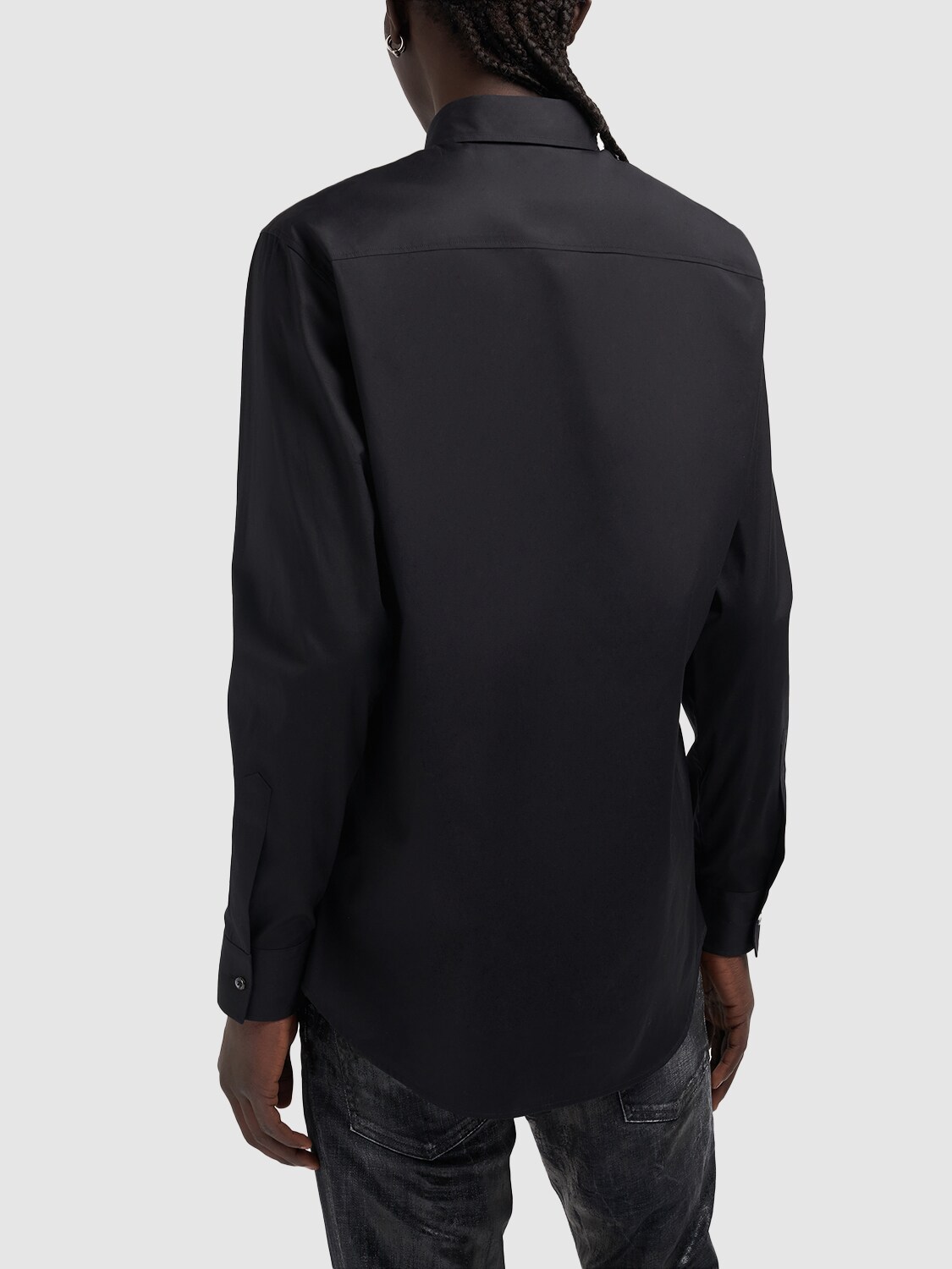 Shop Dsquared2 Stretch Cotton Poplin Shirt In Black