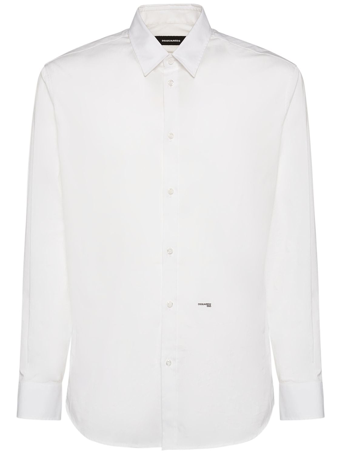Stretch Cotton Poplin Shirt W/logo – MEN > CLOTHING > SHIRTS