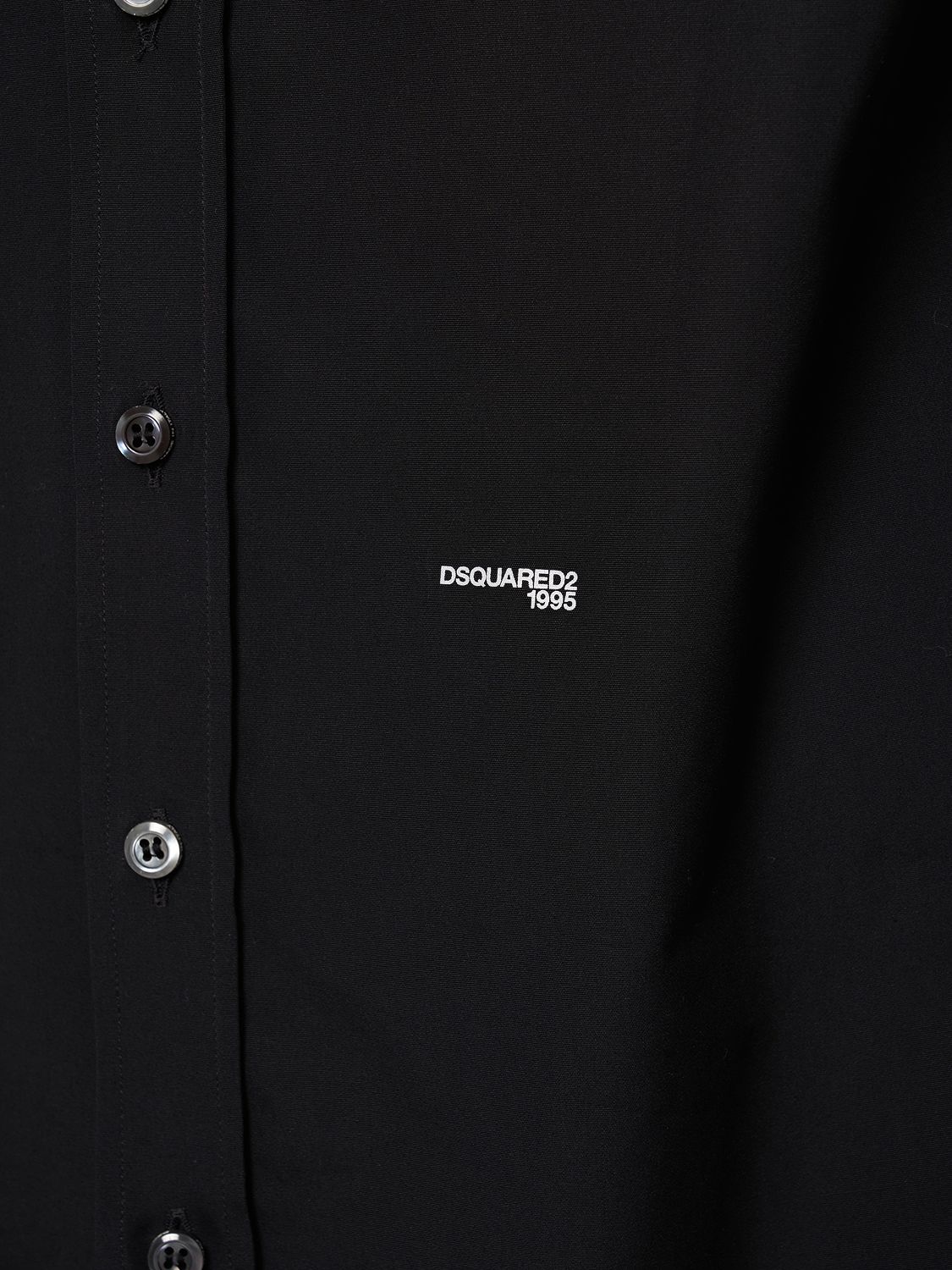 Shop Dsquared2 Cotton Poplin Logo Shirt In Black