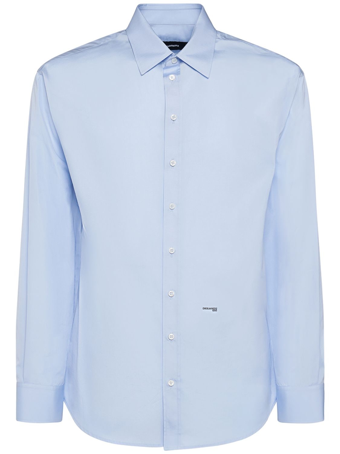 Dsquared2 Cotton Poplin Logo Shirt In Light Blue