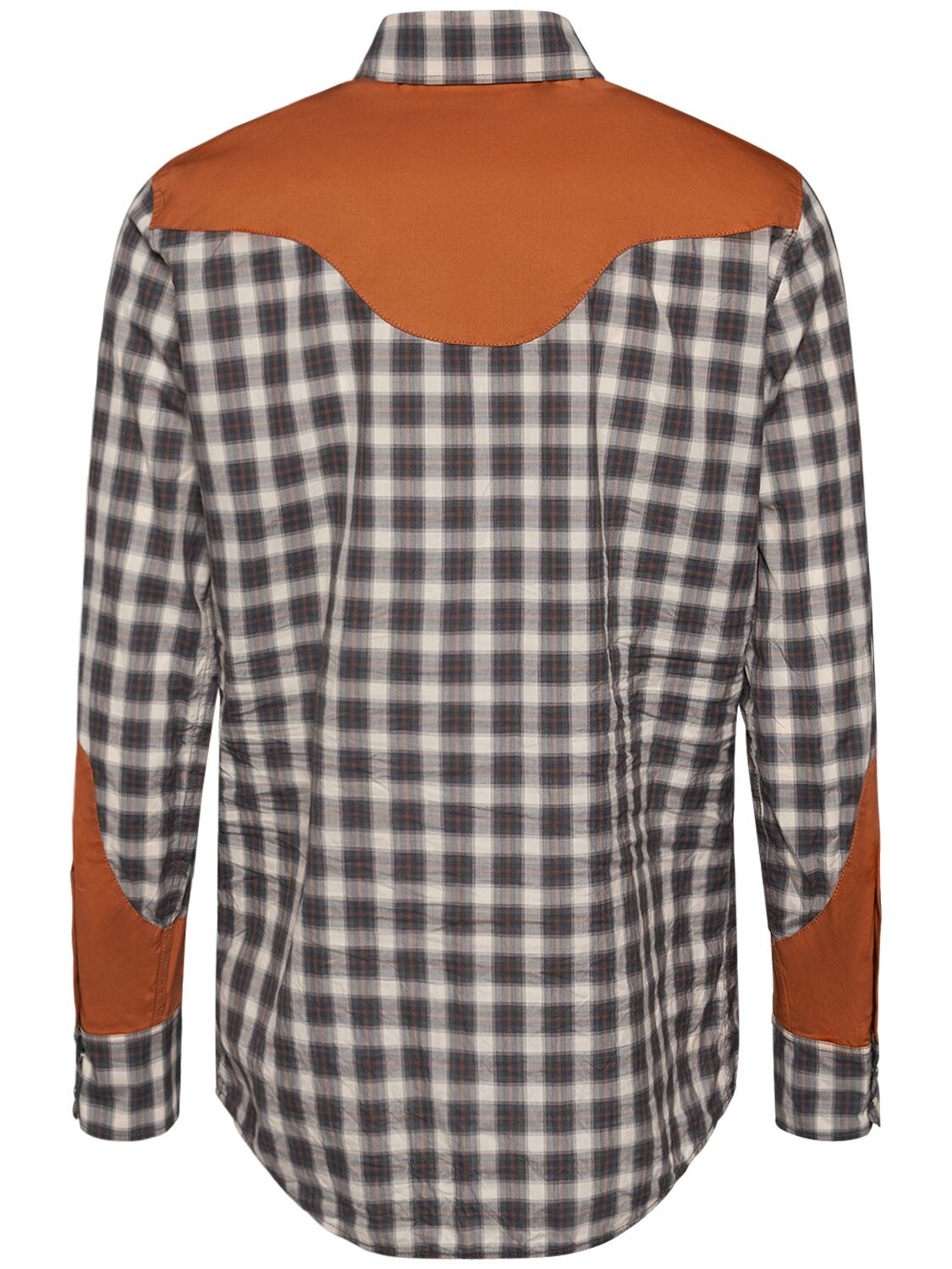 Shop Dsquared2 Western Checked Cotton Shirt In Off White,brown