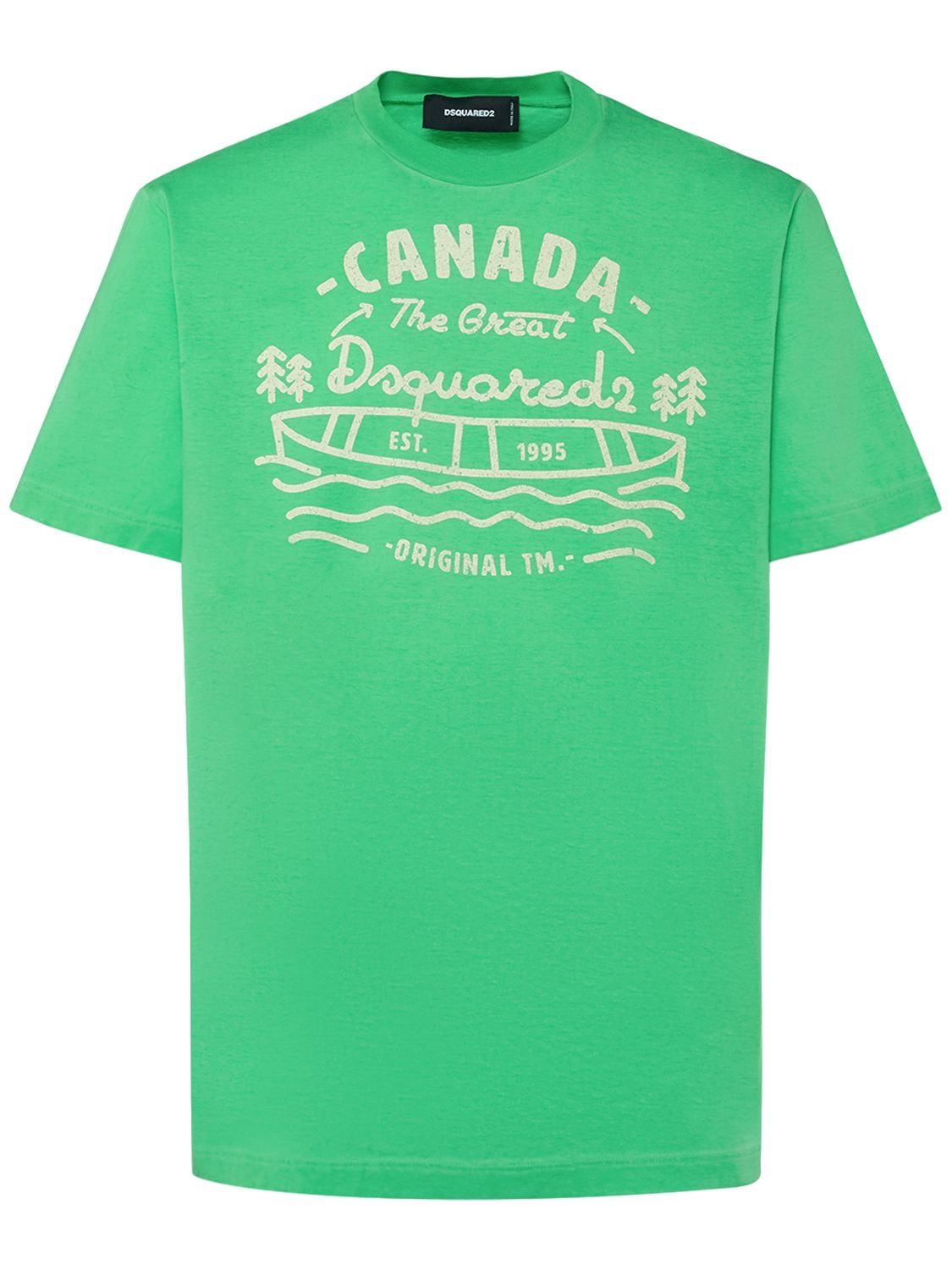 Dsquared2 Printed Cotton Jersey T-shirt In Royal Green