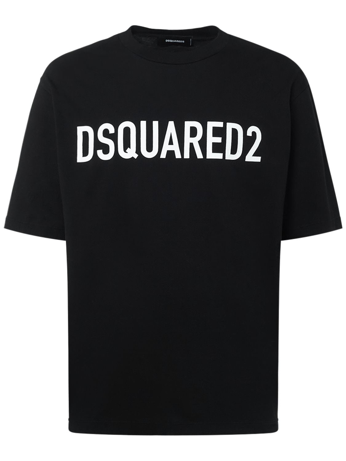 Dsquared2 Loose Fit Logo Printed Cotton T-shirt In Black