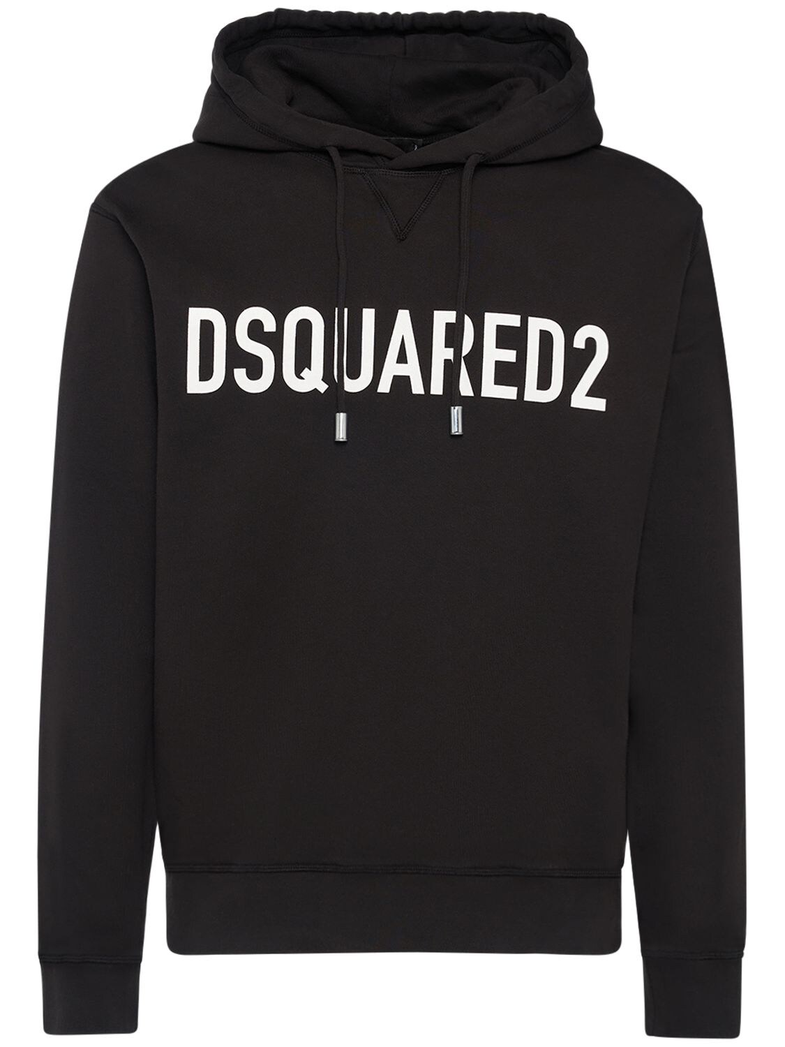 Dsquared2 Logo Cotton Jersey Hoodie In Black