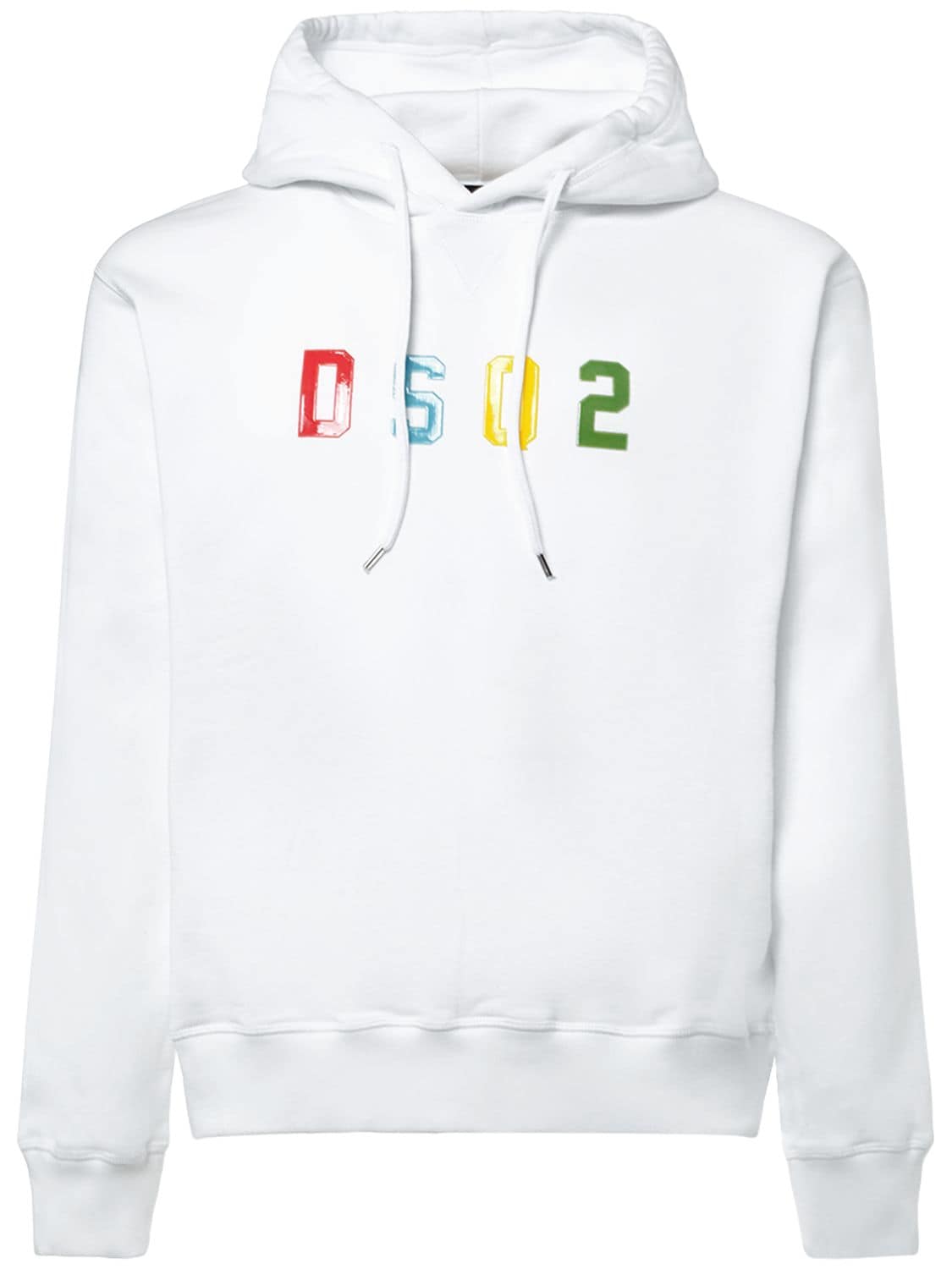 Dsquared2 Logo Cotton Jersey Hoodie In White