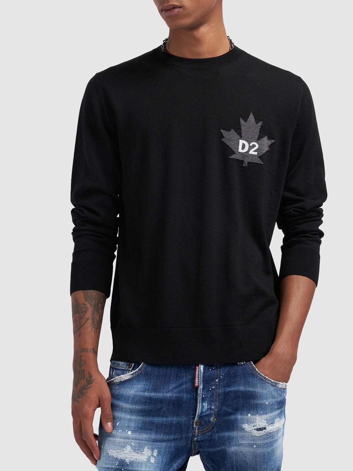 Shop Dsquared2 Virgin Wool Sweater W/logo In Black