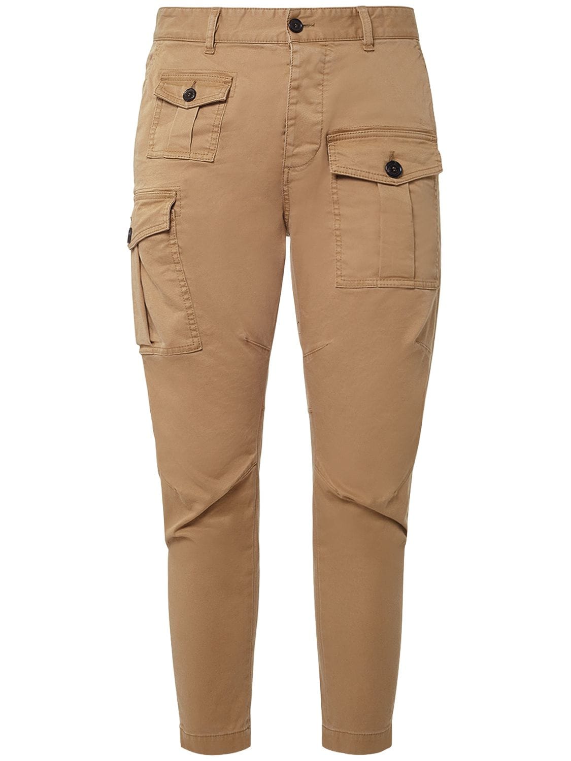 Dsquared2 Sexy Cargo Stretch Cotton Pants In Walnut