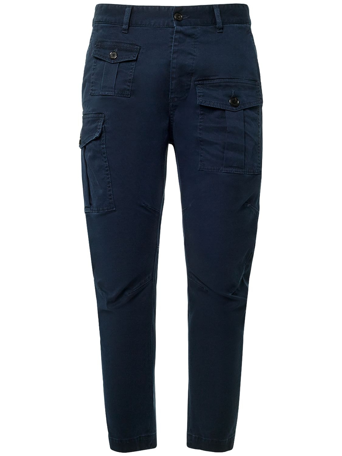 Dsquared2 Sexy Cargo Stretch Cotton Pants In Navy