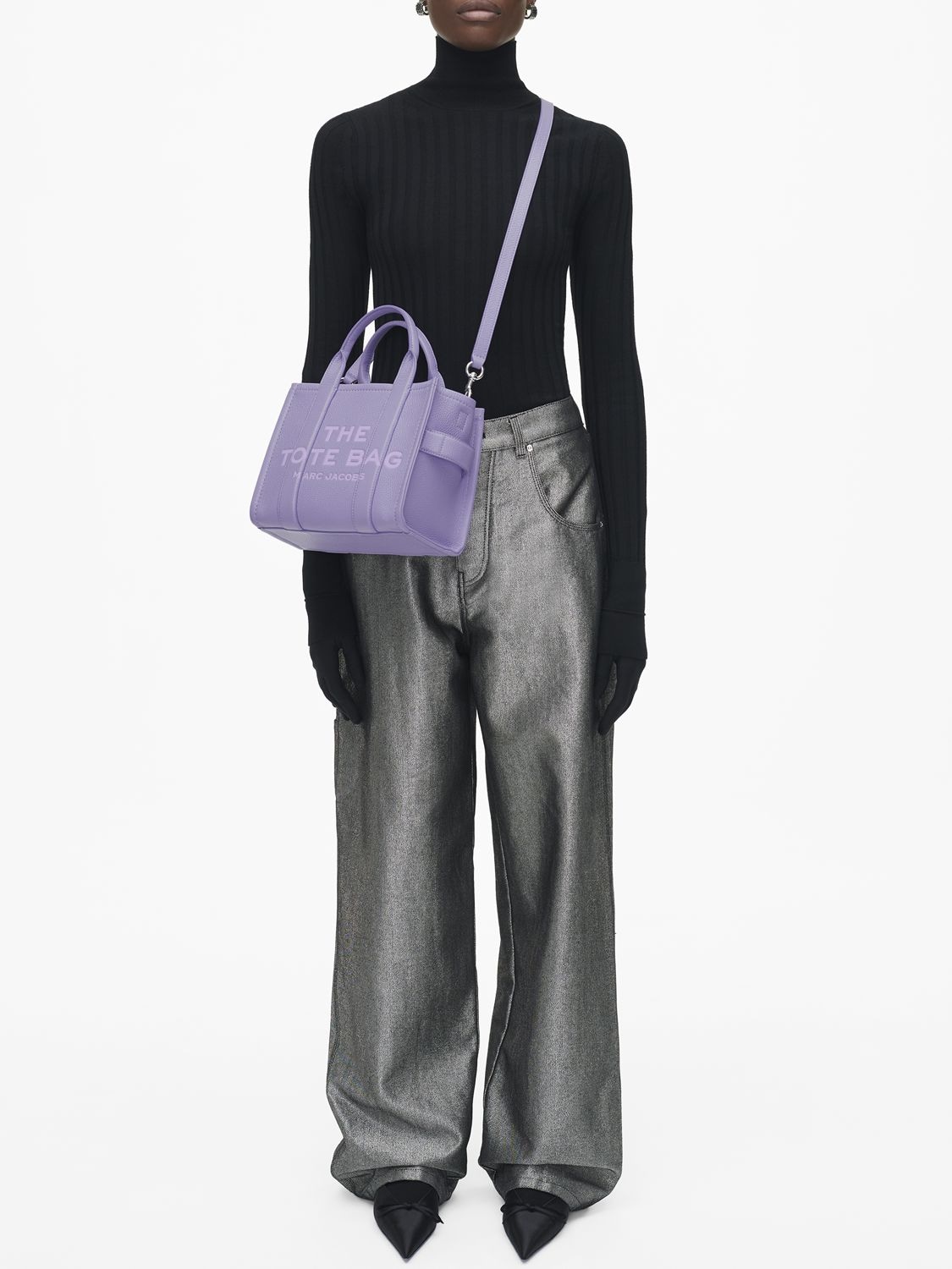 Shop Marc Jacobs The Small Tote Leather Bag In Lavender