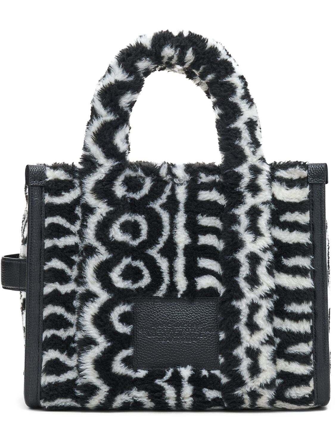 Shop Marc Jacobs The Medium Tote Faux Fur Bag In Black,ivory