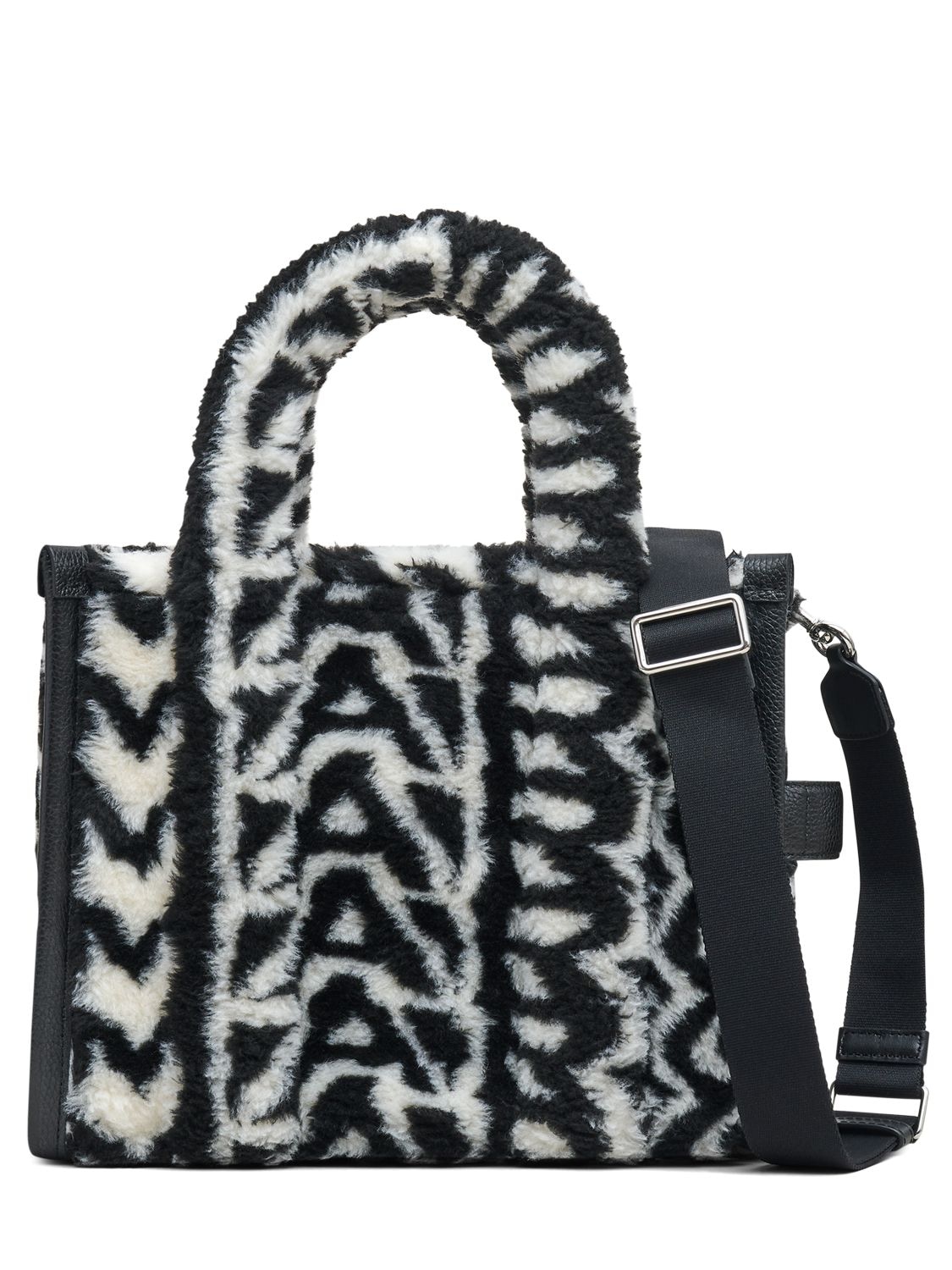 Shop Marc Jacobs The Medium Tote Faux Fur Bag In Black,ivory