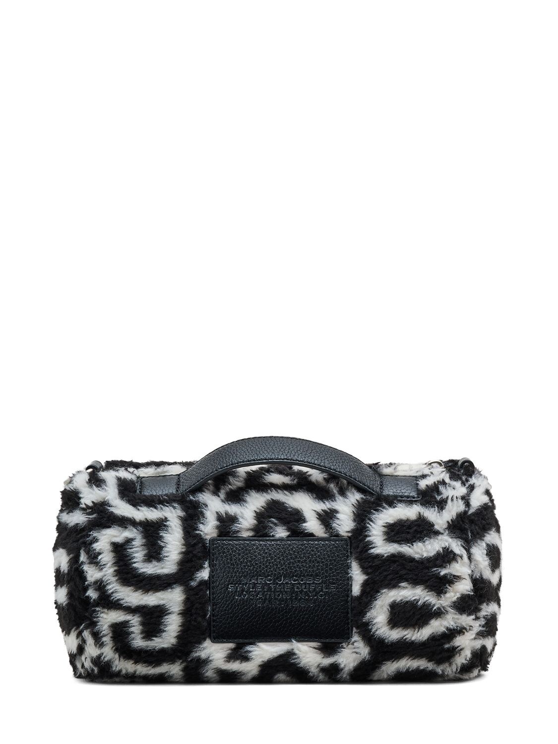 Shop Marc Jacobs The Duffle Faux Fur Top Handle Bag In Black,ivory