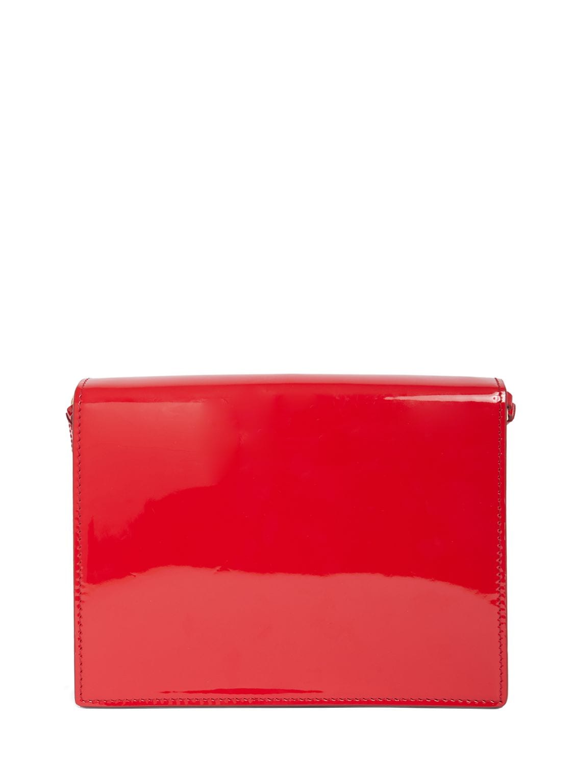 Shop Dolce & Gabbana Flap Logo Patent Leather Bag In Rosso