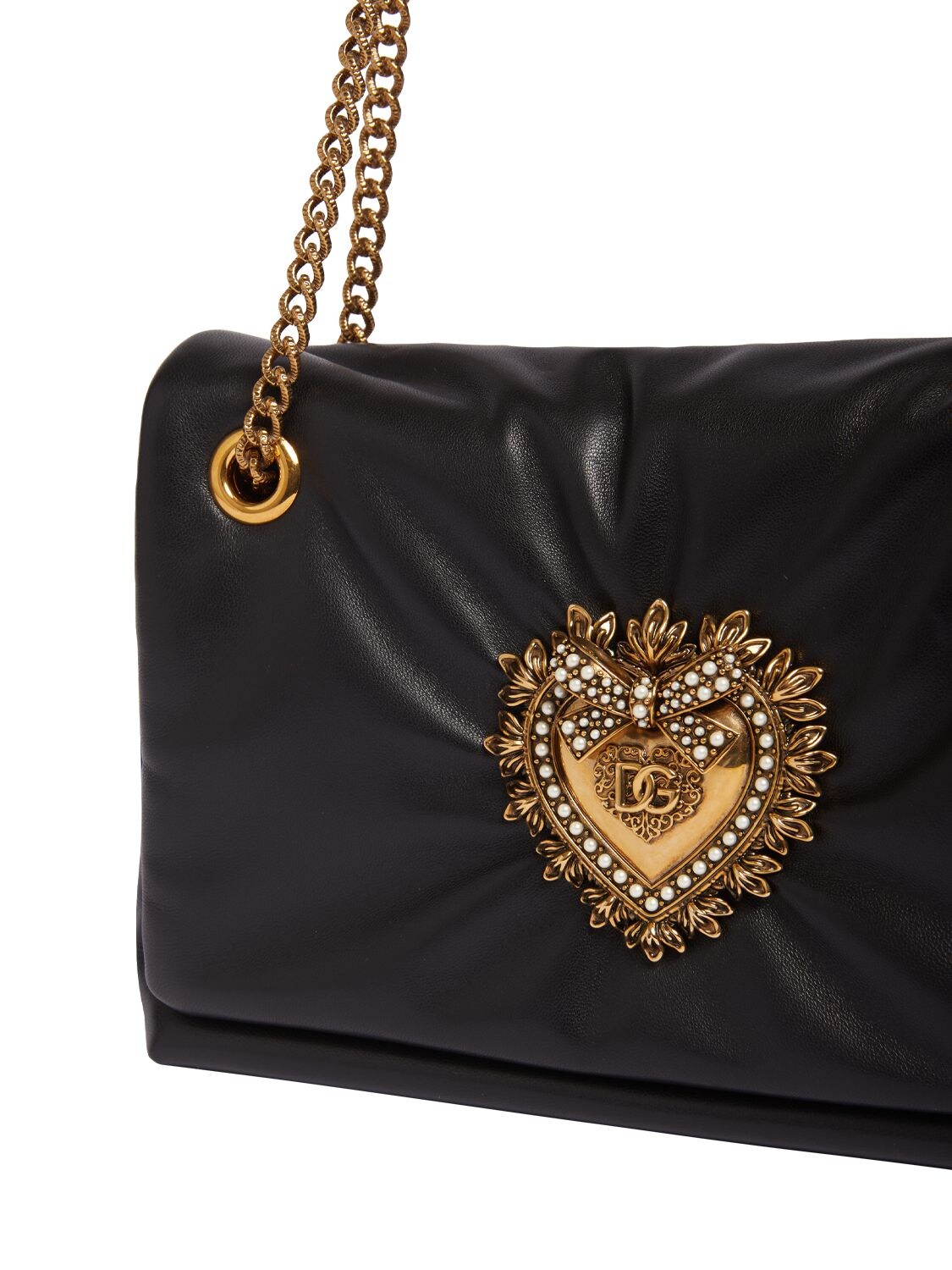 Shop Dolce & Gabbana Small Devotion Soft Nappa Bag In Black