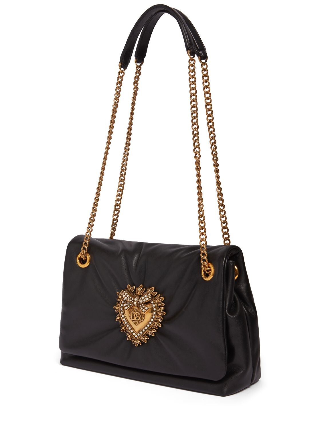 Shop Dolce & Gabbana Small Devotion Soft Nappa Bag In Black