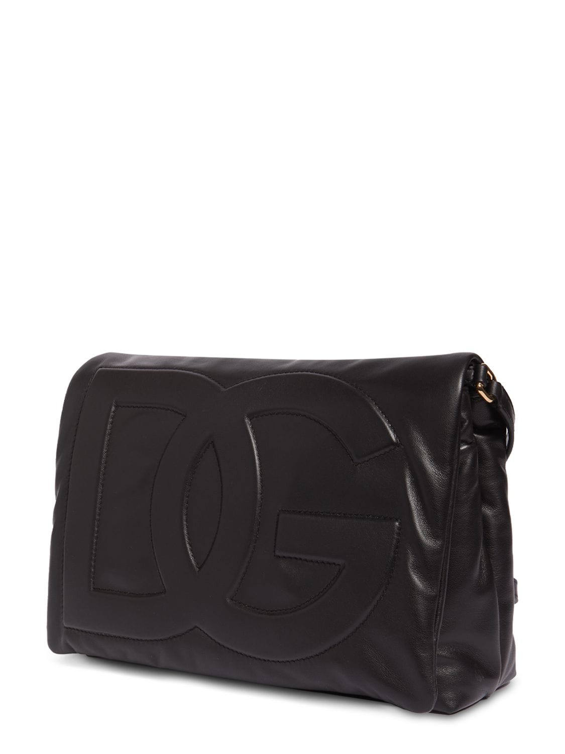 Shop Dolce & Gabbana Medium Logo Soft Nappa Shoulder Bag In Black