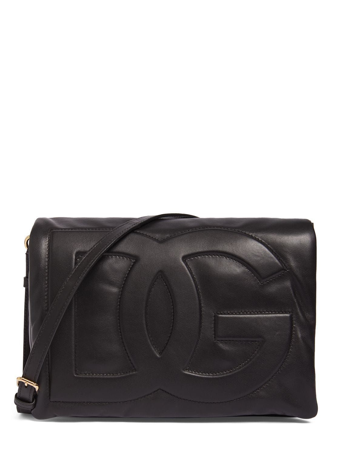 Dolce & Gabbana Medium Logo Soft Nappa Shoulder Bag In Black