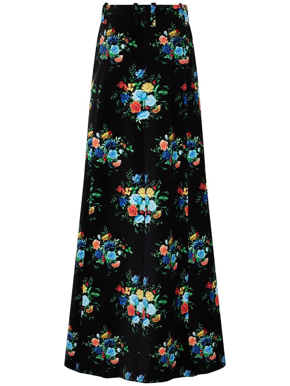 Paco Rabanne Floral Print Velvet Long Skirt In Multicolor