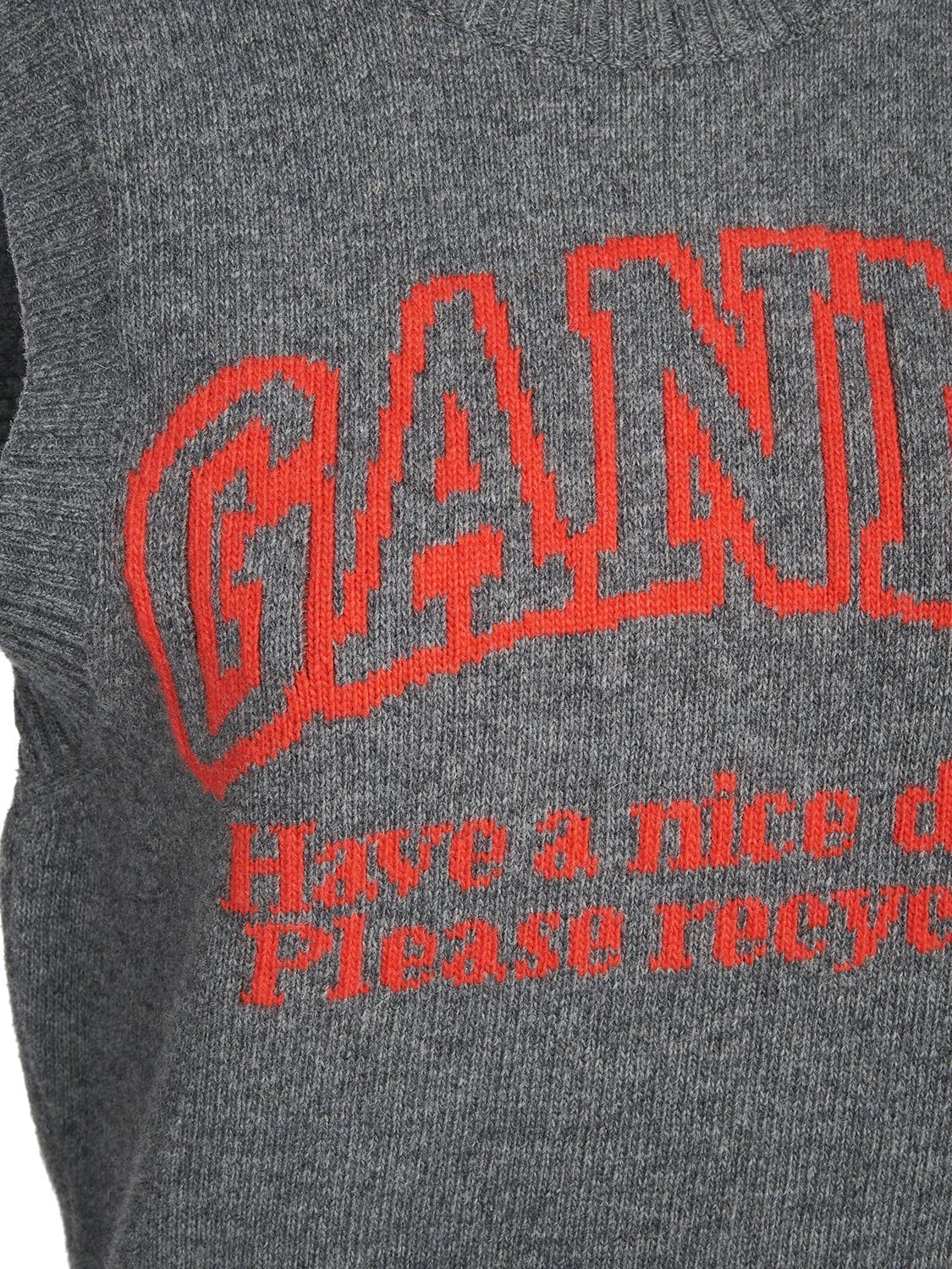 GANNI Graphic Logo Wool Blend Vest