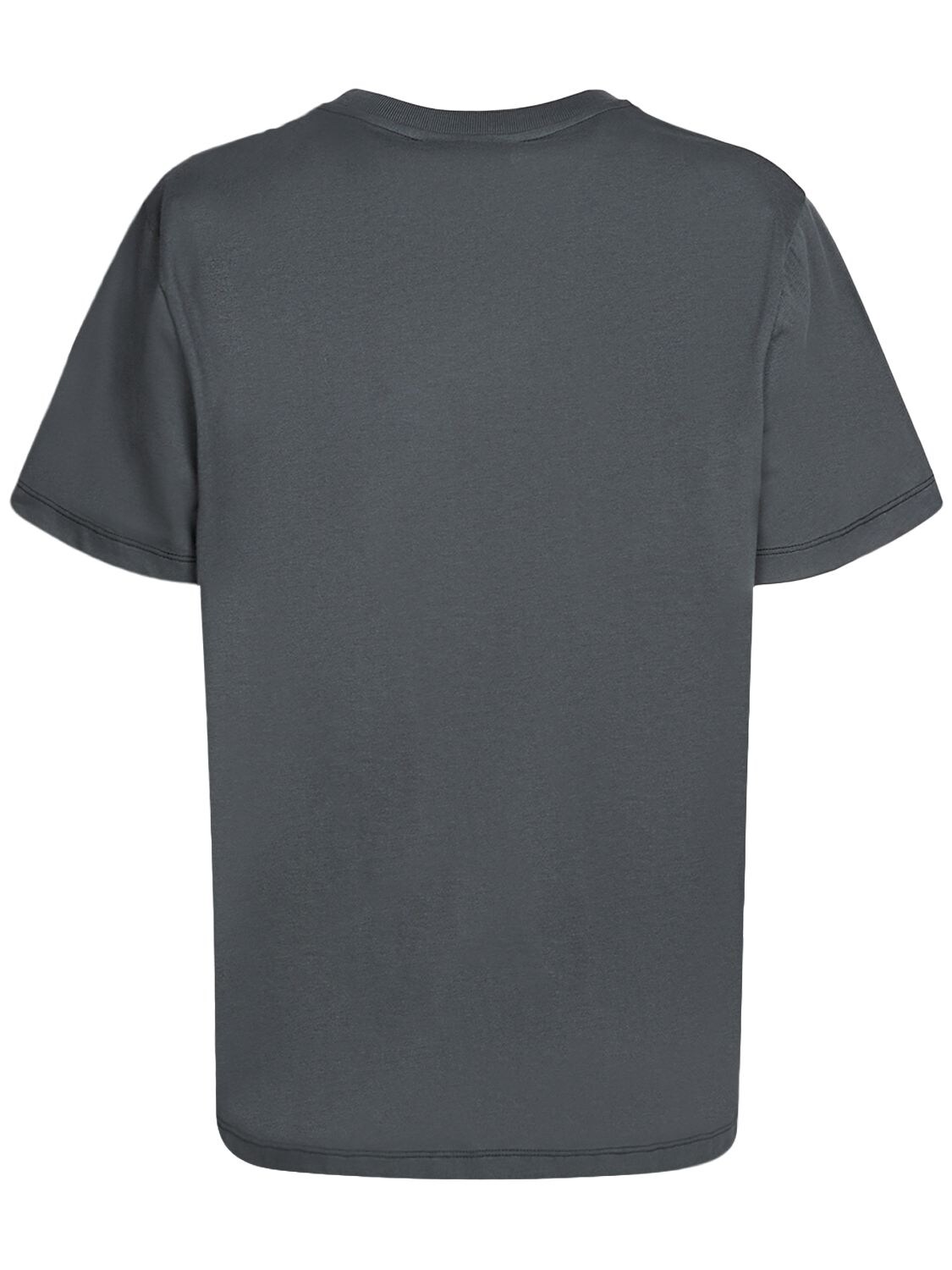 GANNI: cotton t-shirt with logo - Charcoal