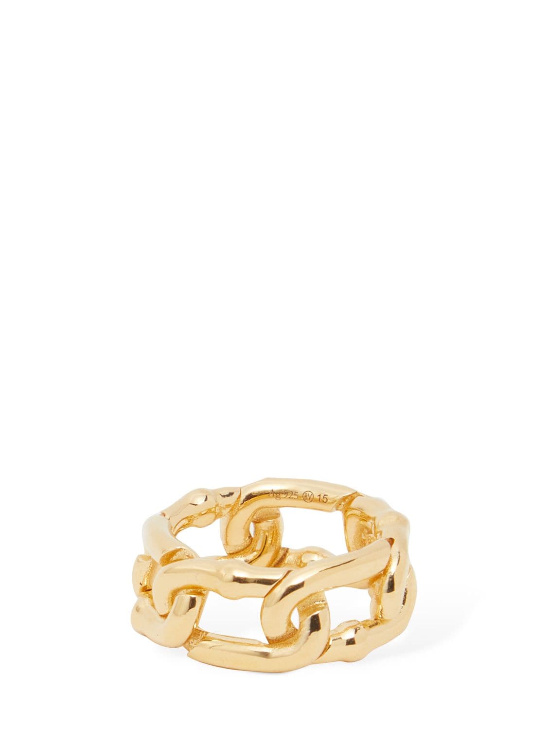 Shop Bottega Veneta Chain Silver Ring In Gold