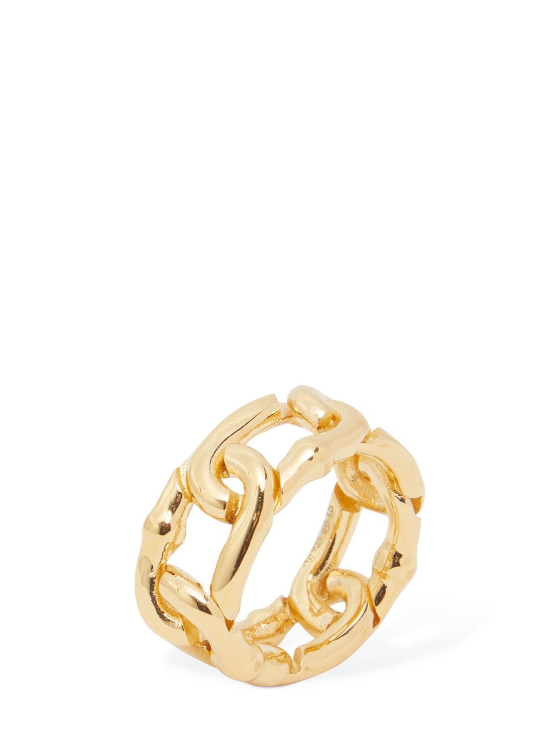 Shop Bottega Veneta Chain Silver Ring In Gold