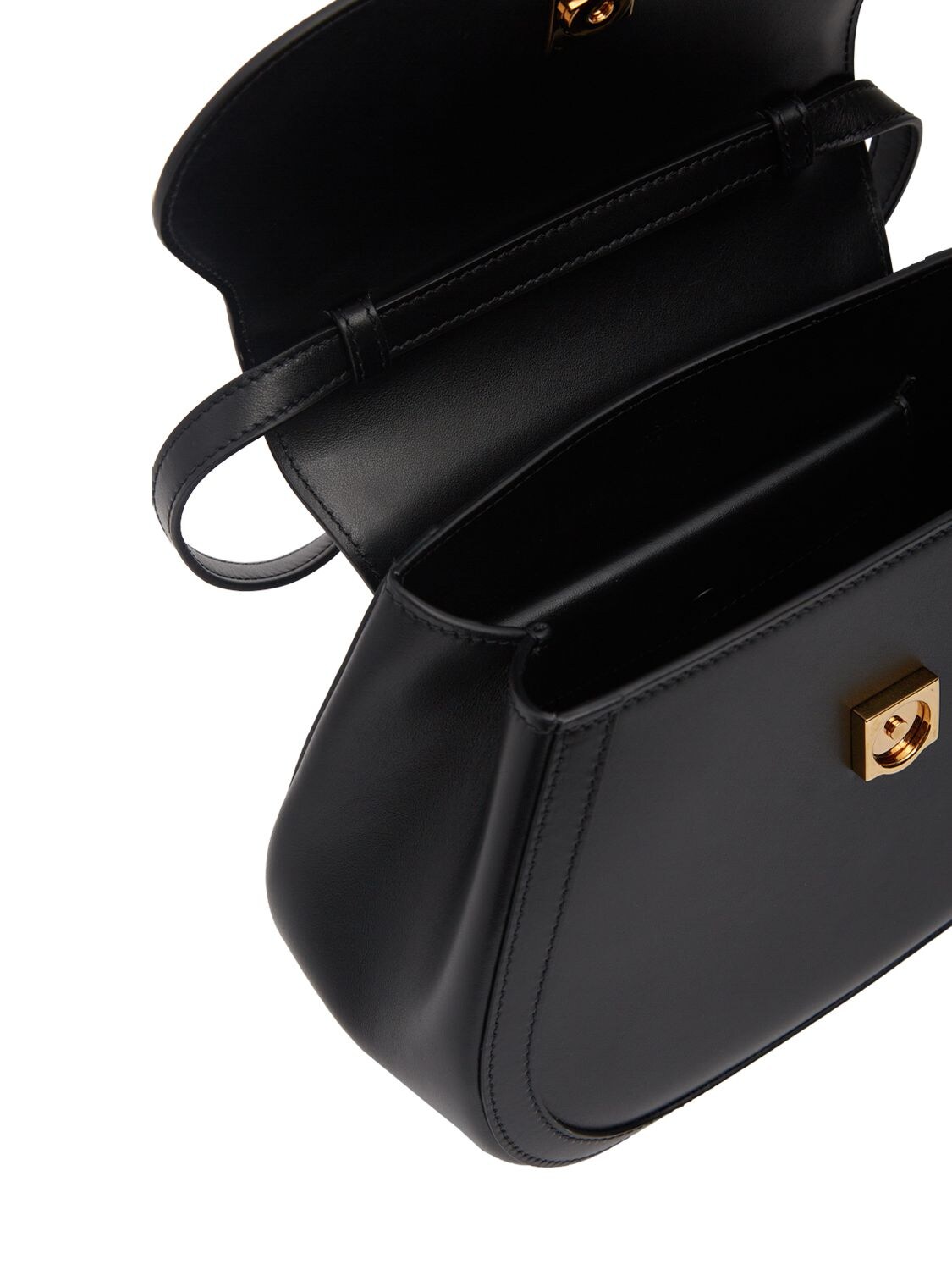 Shop Versace Medium Calf Leather Top Handle Bag In Black