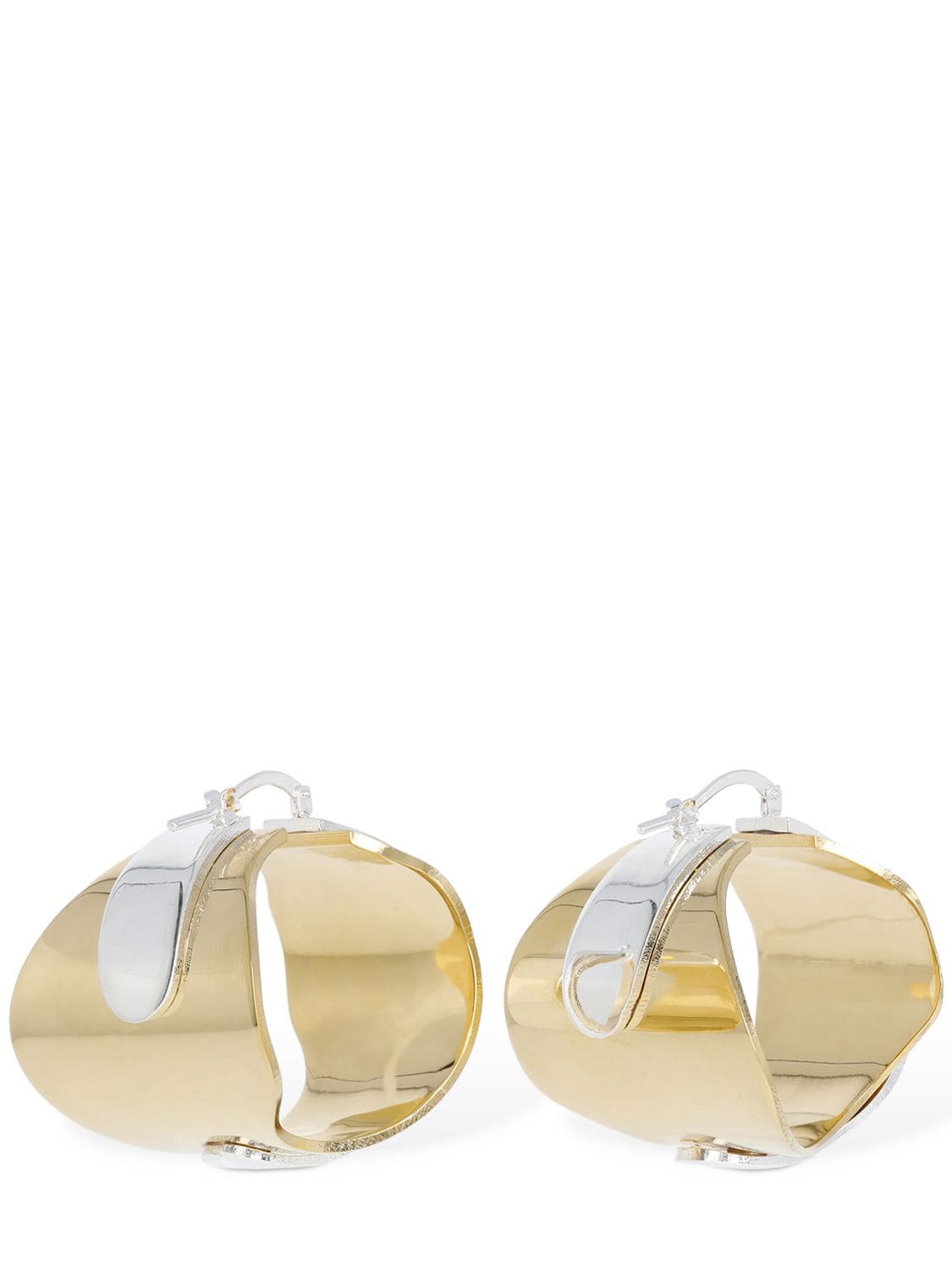Shop Jil Sander Bicolor Hoop Earrings In Gold,silver