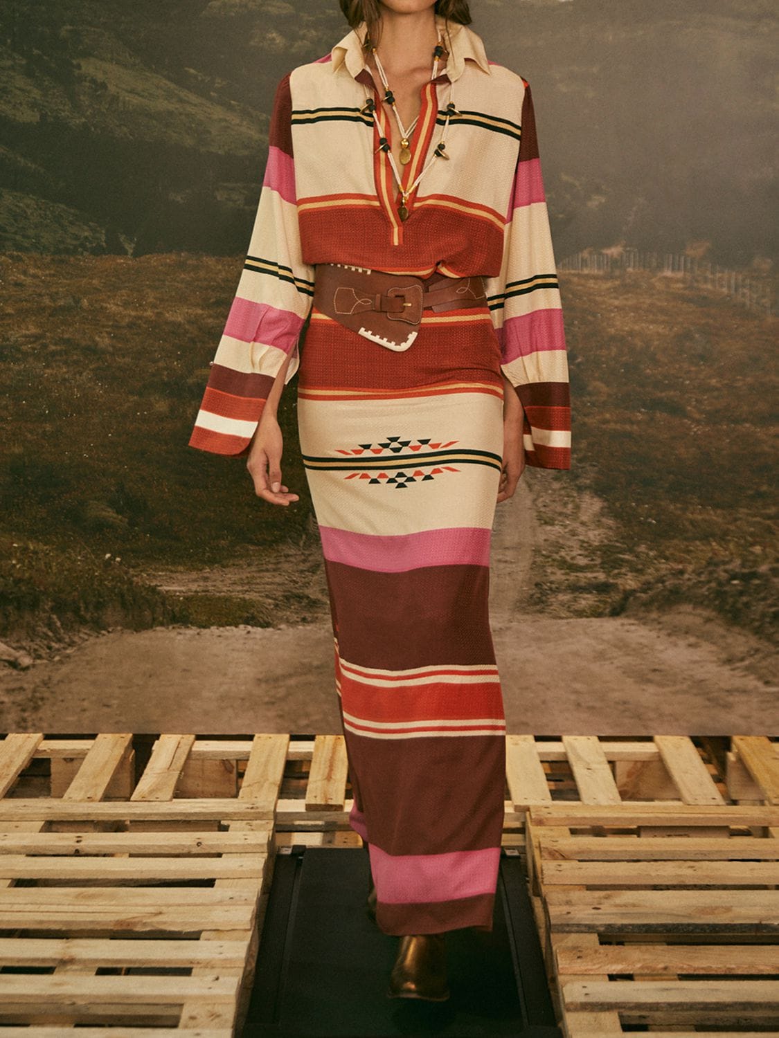 Shop Johanna Ortiz Balneario Andino Silk Blend Long Skirt In Multicolor