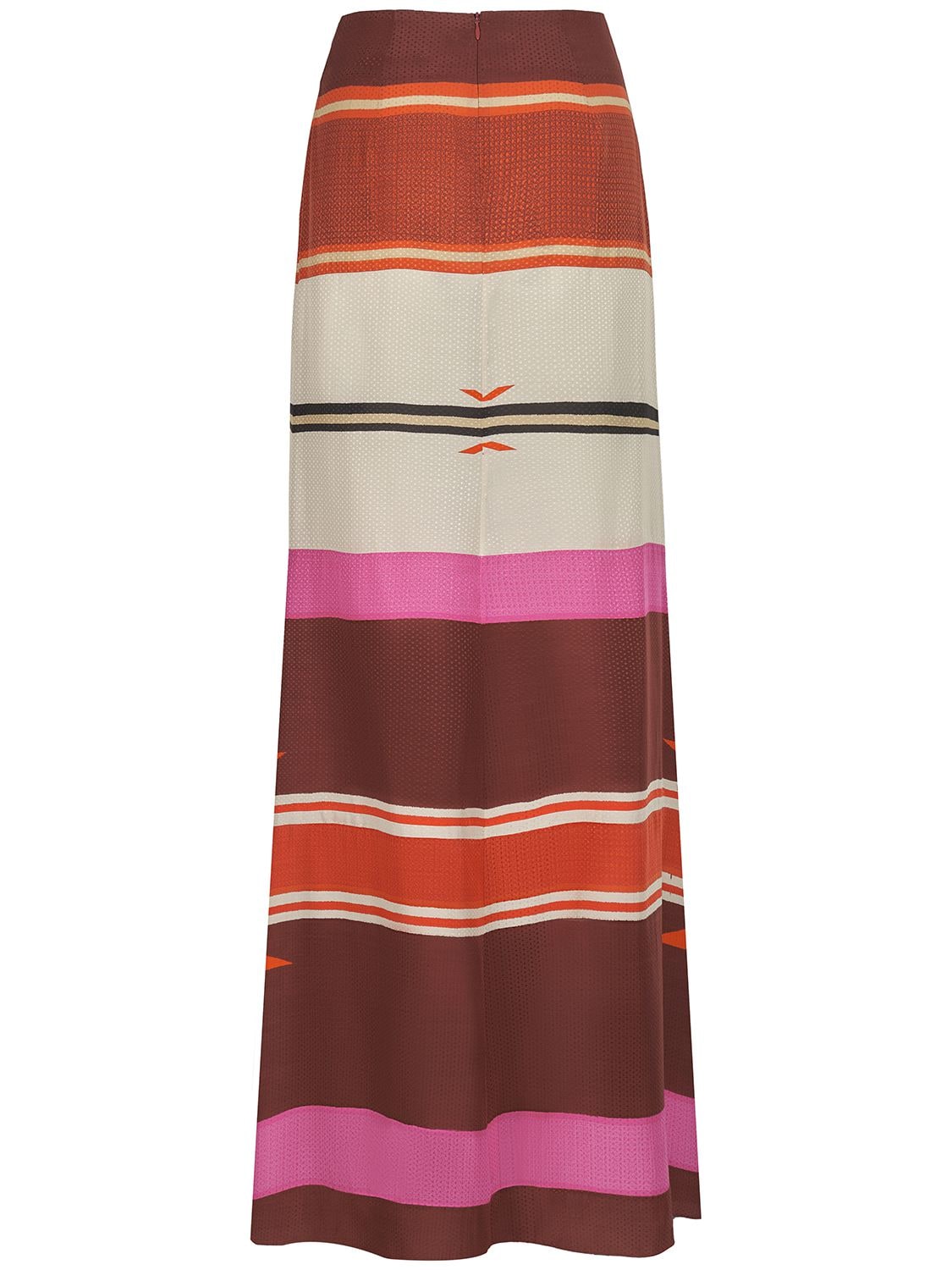Shop Johanna Ortiz Balneario Andino Silk Blend Long Skirt In Multicolor