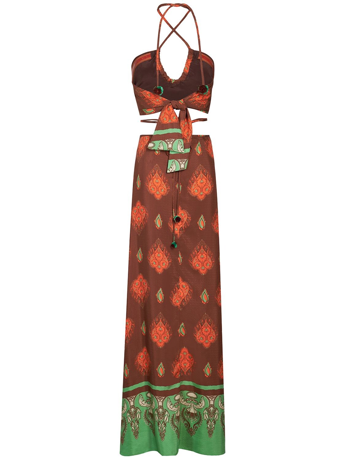 Shop Johanna Ortiz Guardian Of Wisdom Print Satin Mid Dress In Multicolor