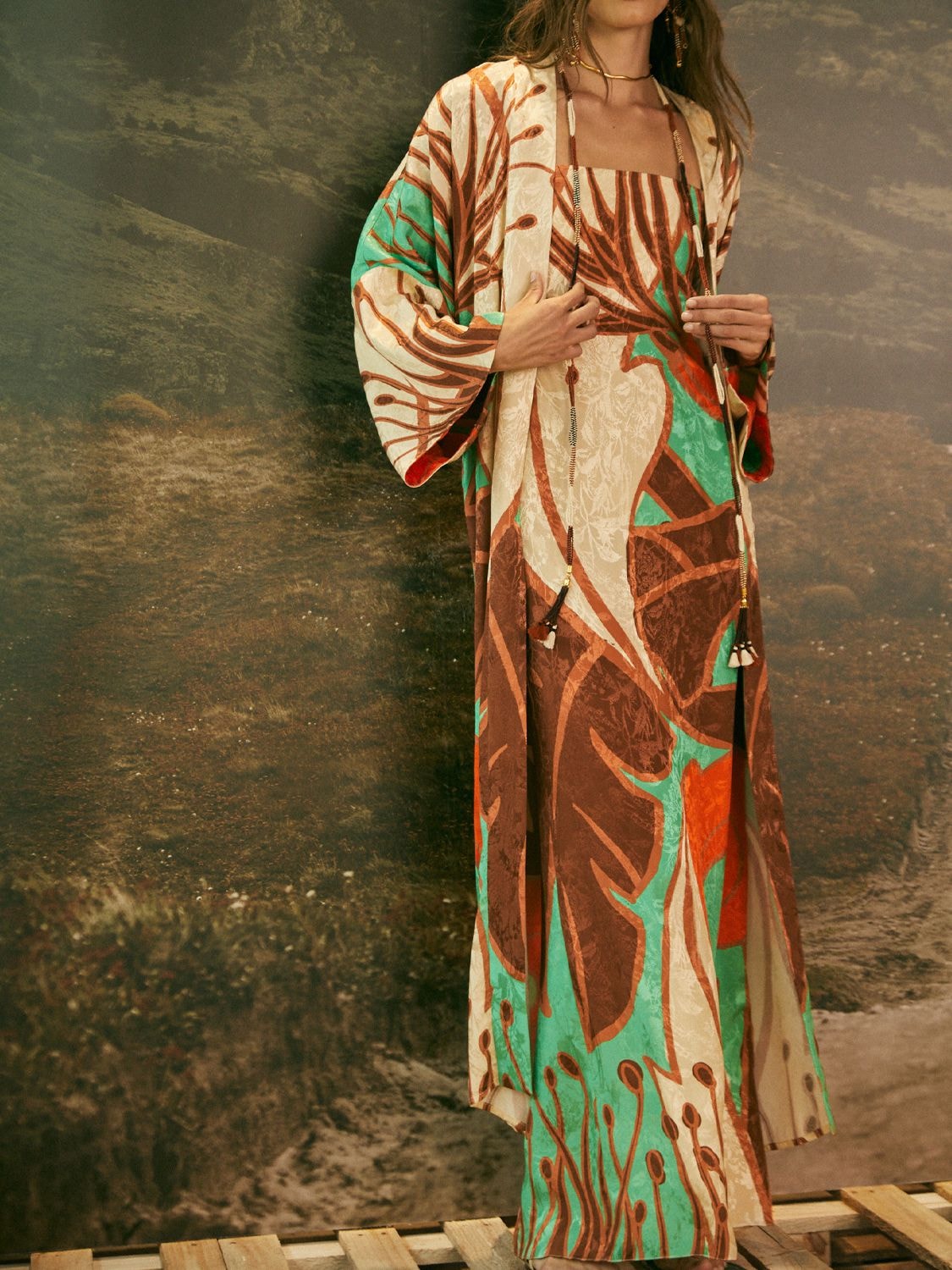Shop Johanna Ortiz Hidden Paradise Jacquard Long Dress In Multicolor