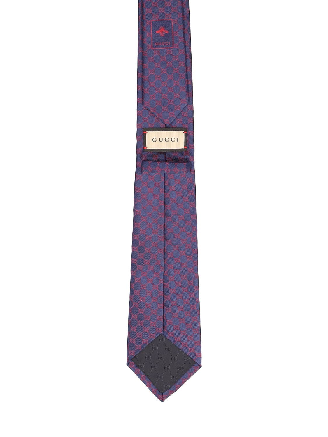 Shop Gucci 7cm Gg Mono Horsebit Silk Jacquard Tie In Navy,red