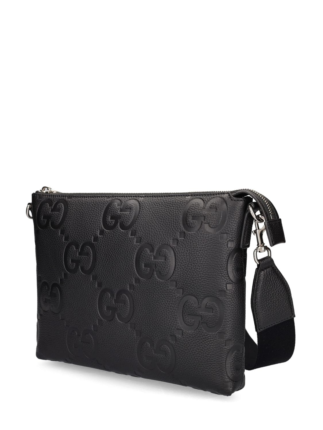 Shop Gucci Gg Leather Crossbody Bag In Black
