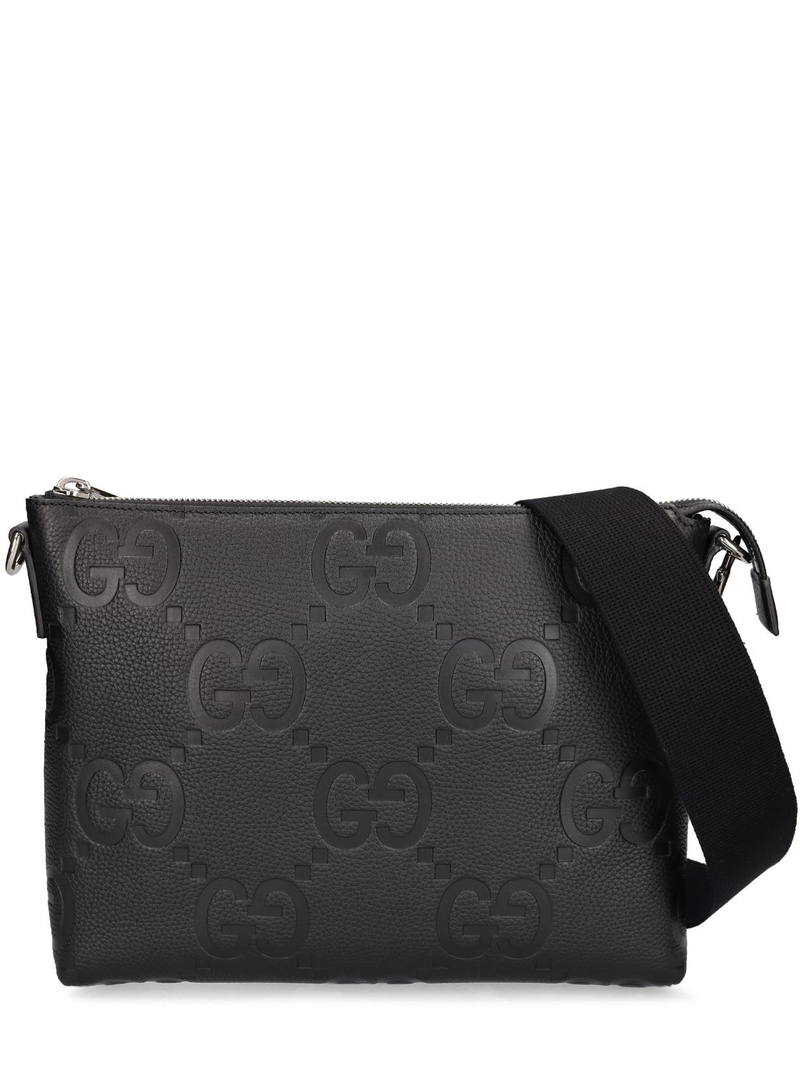 Gucci Gg Leather Crossbody Bag In Black