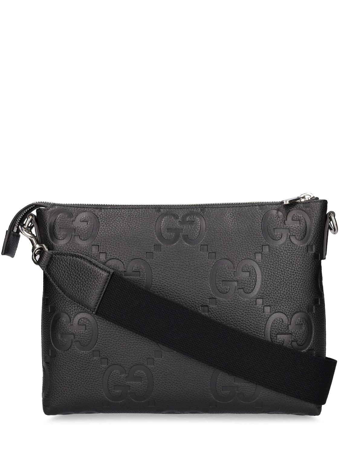 Shop Gucci Gg Leather Crossbody Bag In Black