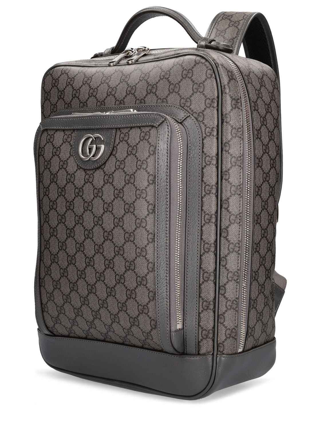 Shop Gucci Ophidia Canvas & Leather Backpack In Grey