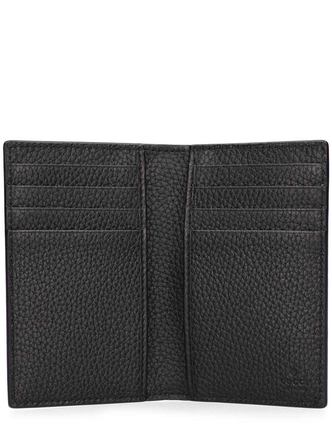 Shop Gucci Gg Jumbo Leather Card Holder In Black