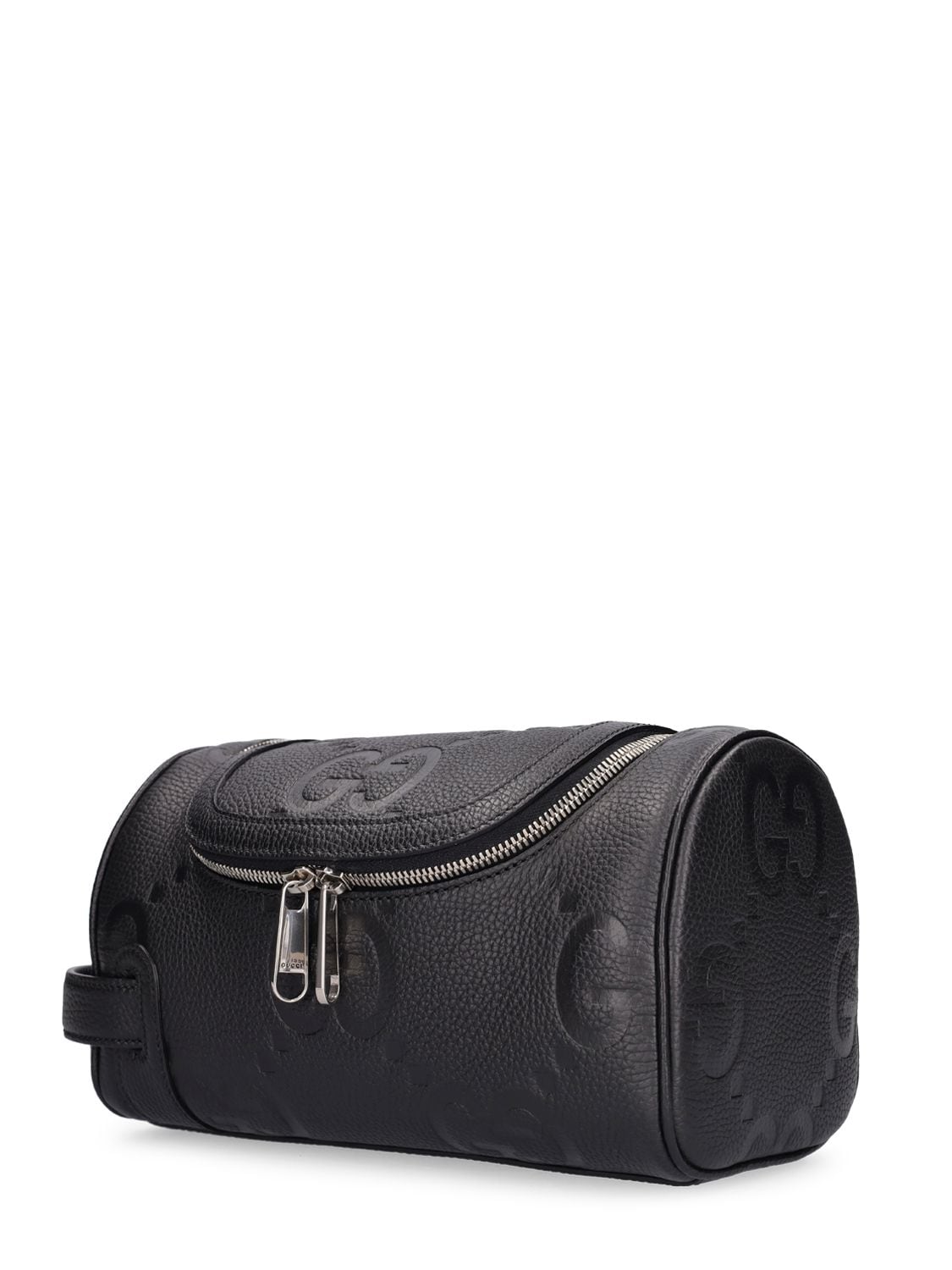 Shop Gucci Jumbo Gg Leather Toiletry Bag In 黑色