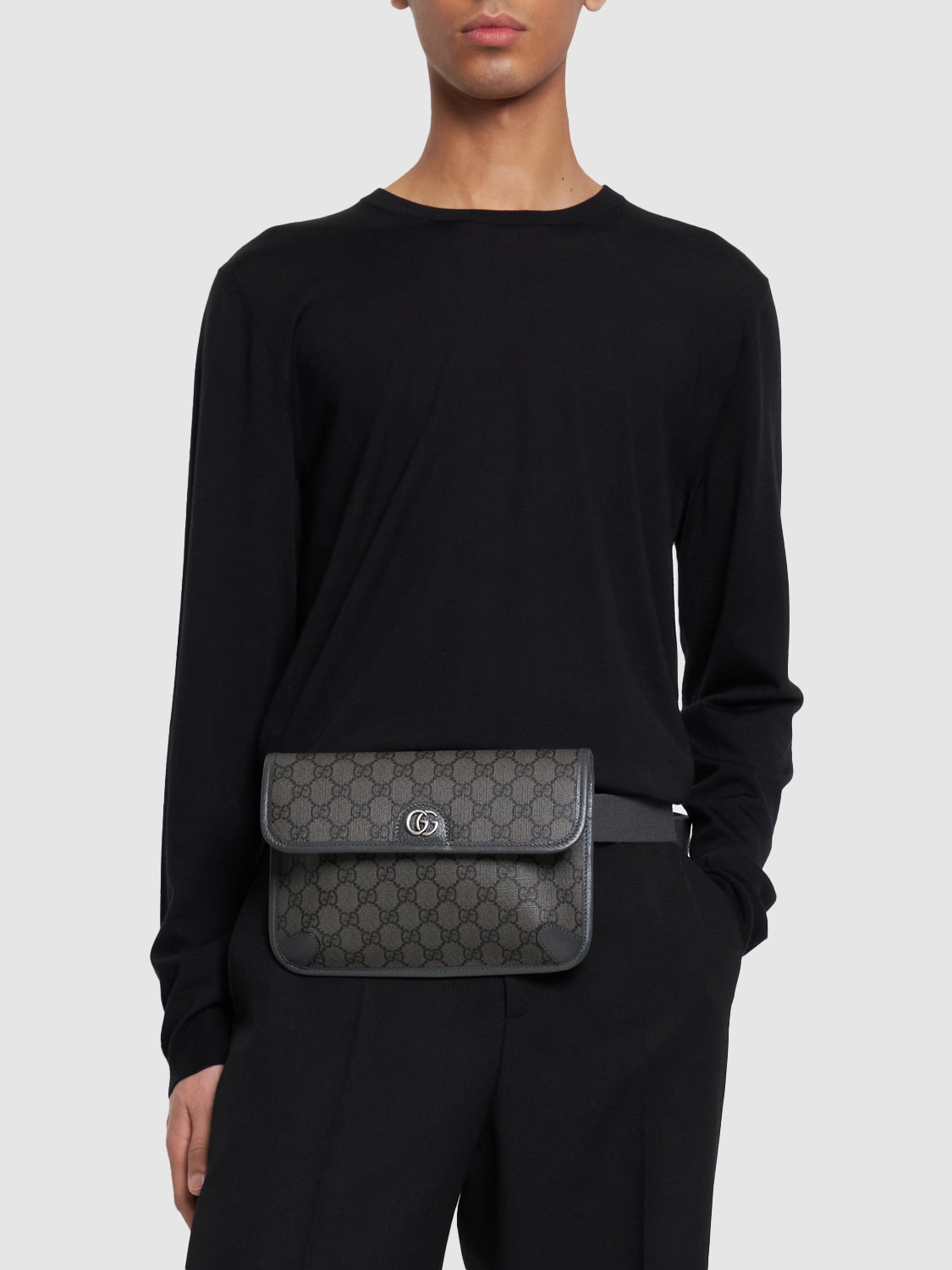 Shop Gucci Gg Supreme Belt Bag In Grey,black