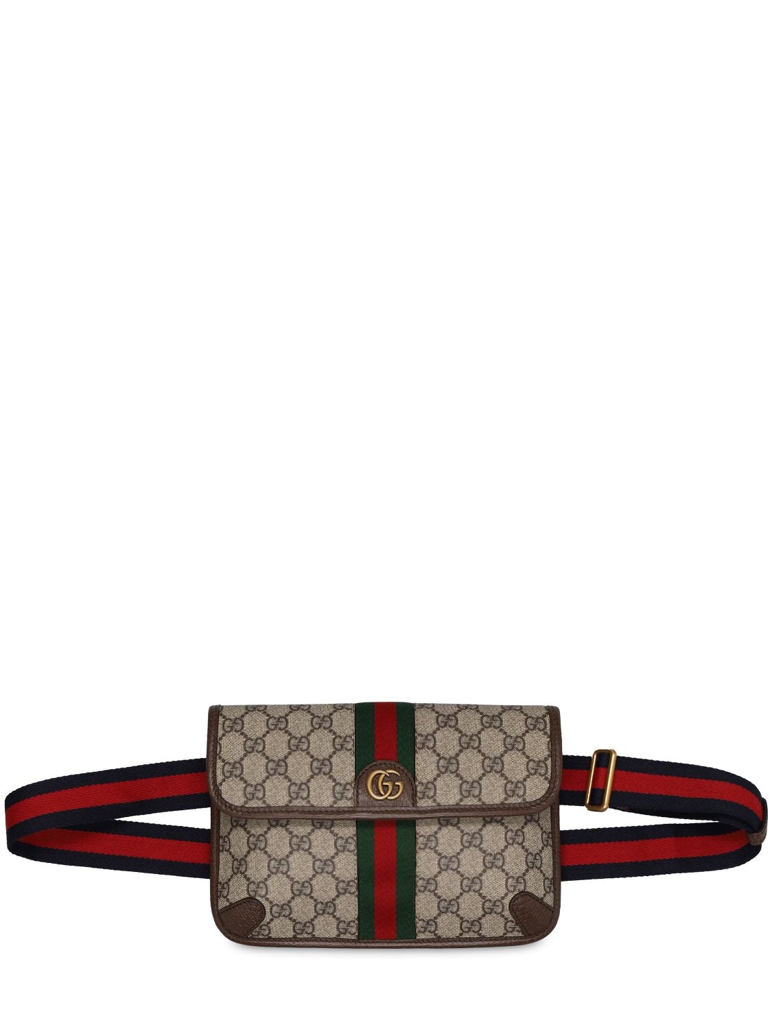Gucci Gg Supreme Cotton Blend Belt Bag In Beige,ebony