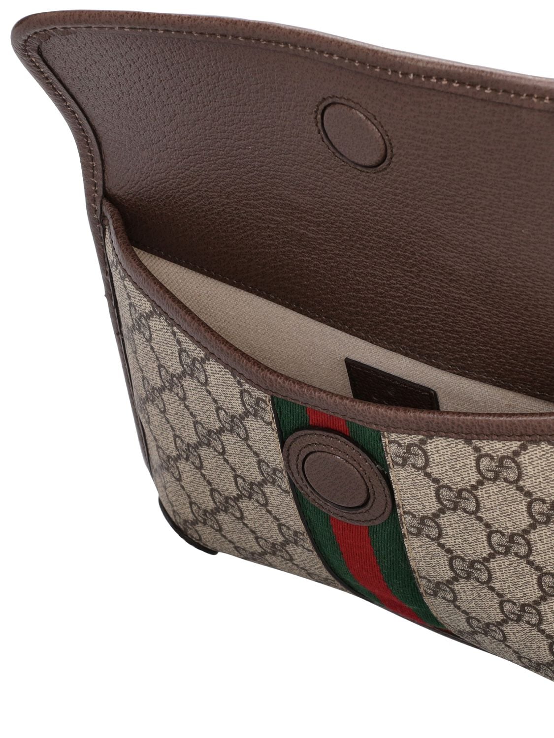 Shop Gucci Gg Supreme Cotton Blend Belt Bag In Beige,ebony