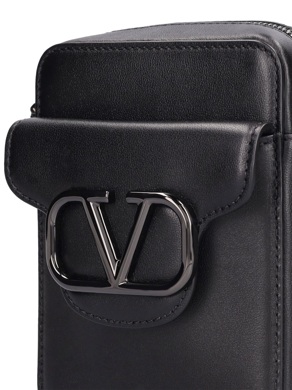 Shop Valentino Locò Leather Crossbody Bag In Black