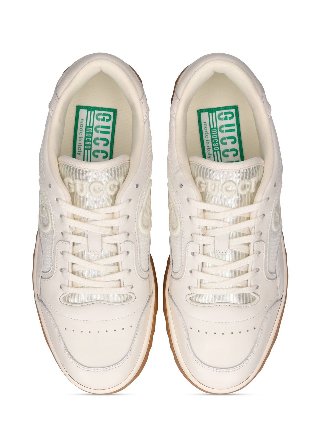 Shop Gucci 20mm Mac 80 Leather Sneakers In White