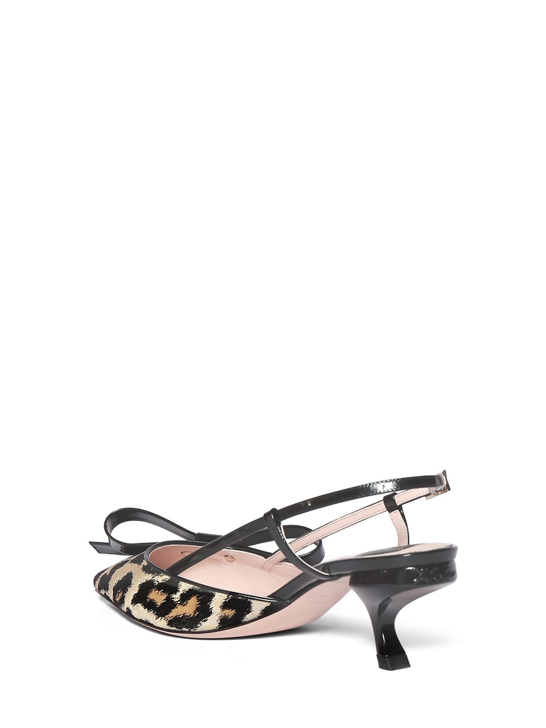 Shop Roger Vivier 45mm Virgule Bow Leopard Slingbacks