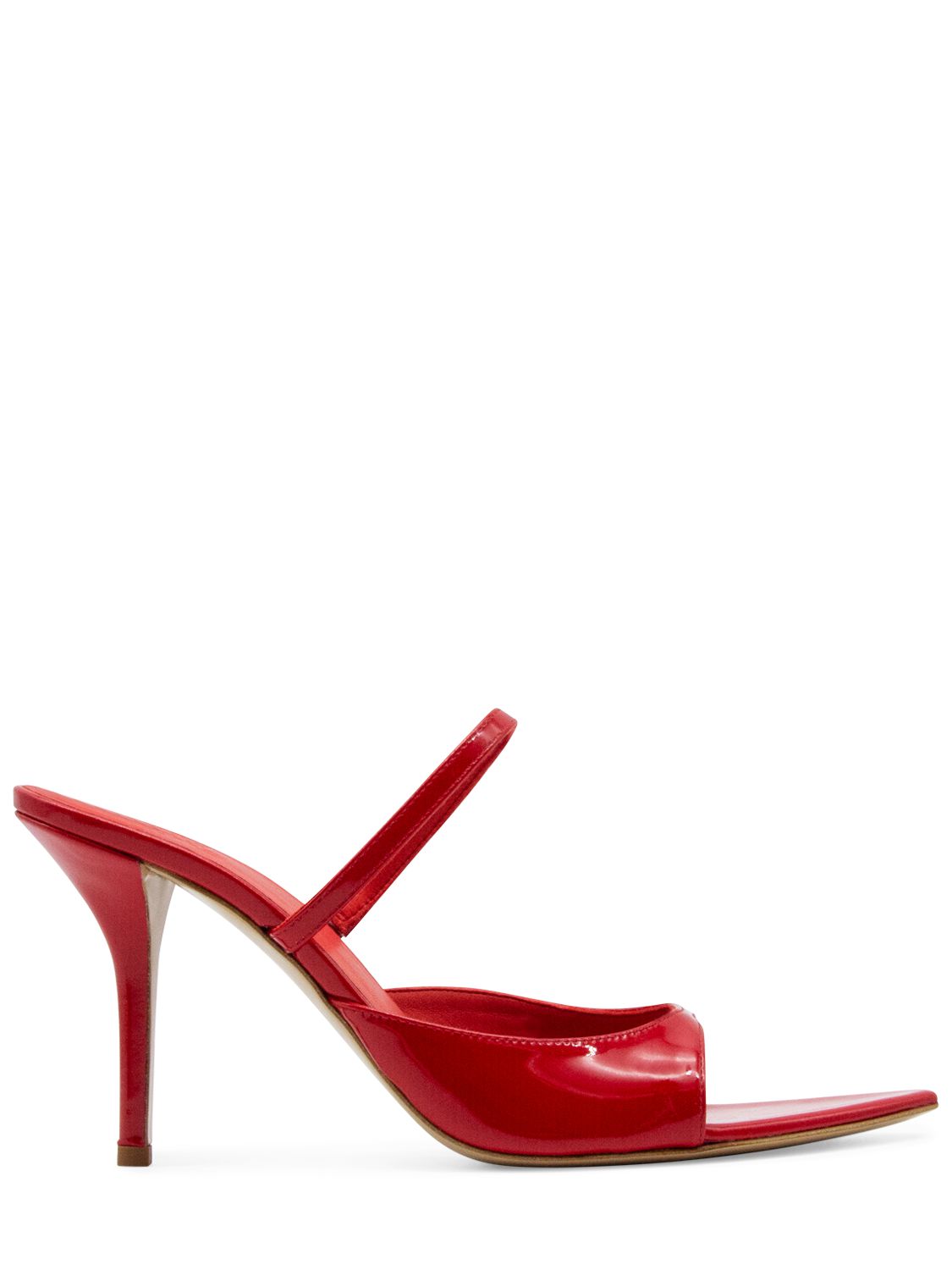 Gia Borghini Aimeline Patent Stiletto Slide Sandals In Red