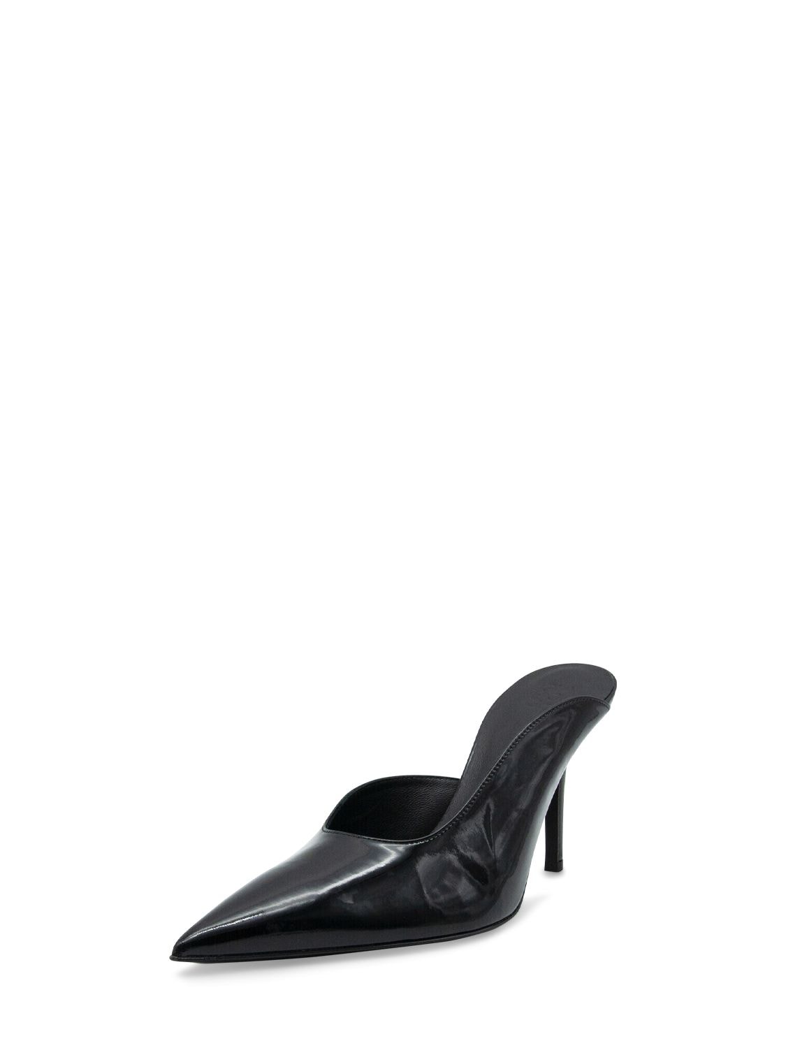 Shop Gia Borghini 85mm Abella Patent Faux Leather Mules In Black