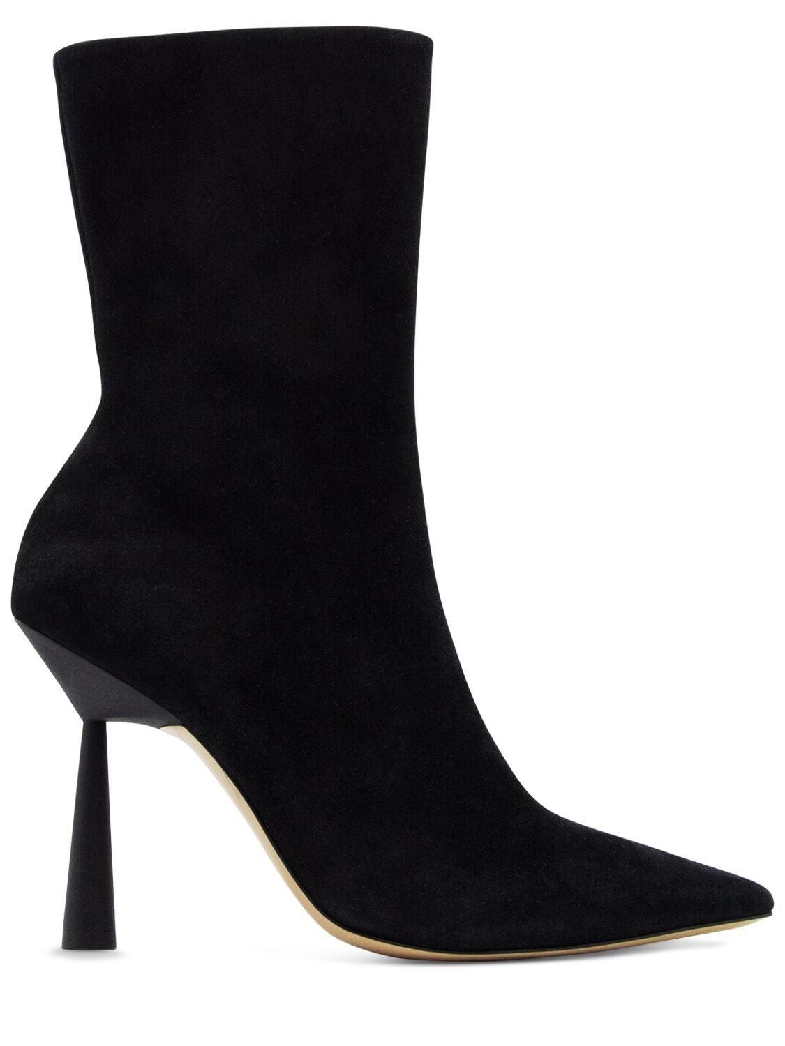 Shop Gia Borghini 100mm Rosie 7 Faux Suede Ankle Boots In Black